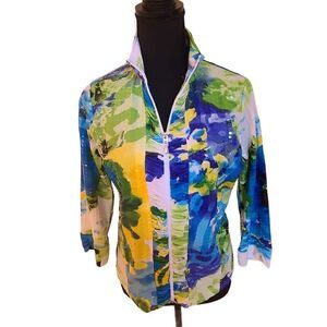 ERM London Zip Front Reflective Multi-Color Jacket Size S